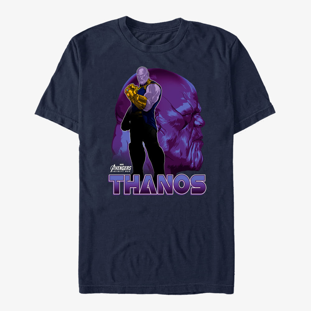 Tričká Merch Marvel Avengers: Infinity War - Thanos Head Unisex T-Shirt Navy Blue