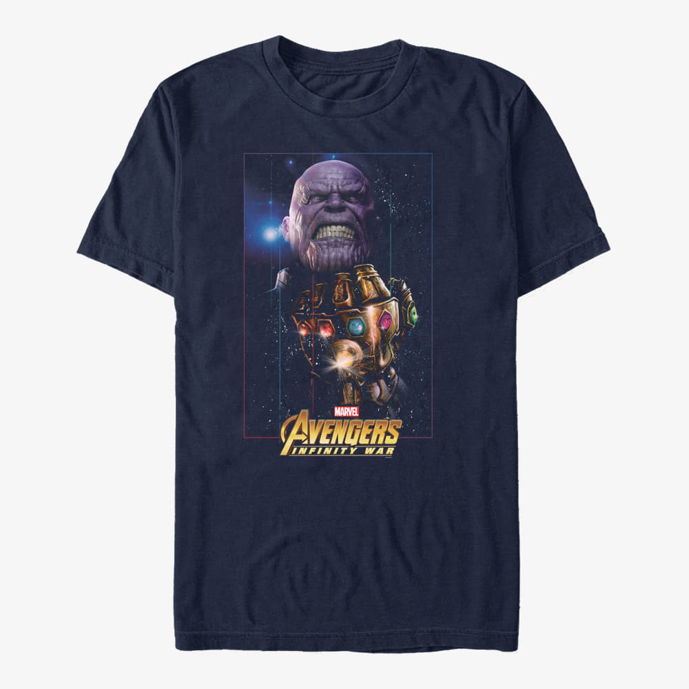 Magliette Merch Marvel Avengers: Infinity War - Thanos Gauntlet Unisex T-Shirt Navy Blue