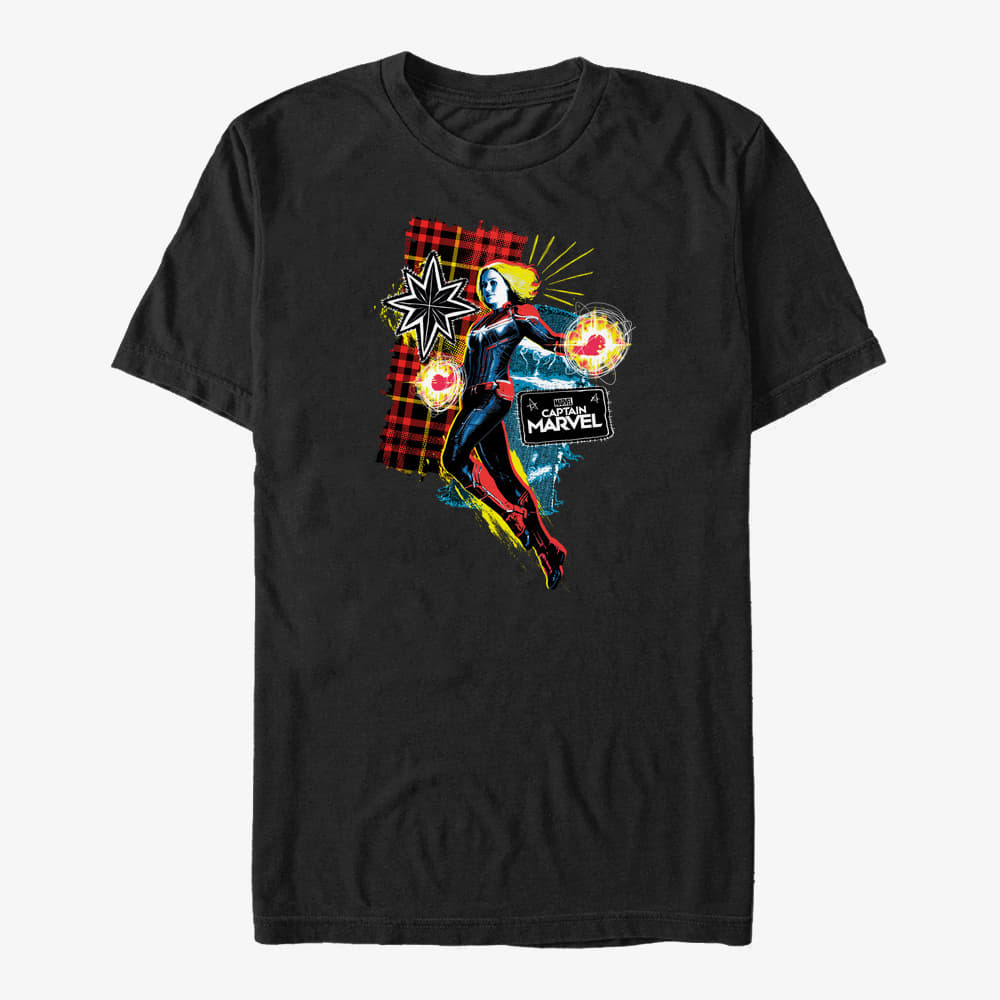 T-shirts Merch Captain Marvel: Movie - 90s Grunge Patch Marvel Unisex T-Shirt Black