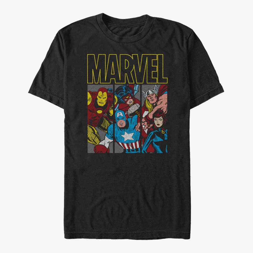 Trička Merch Marvel Avengers Classic - Marvel Tri Unisex T-Shirt Black