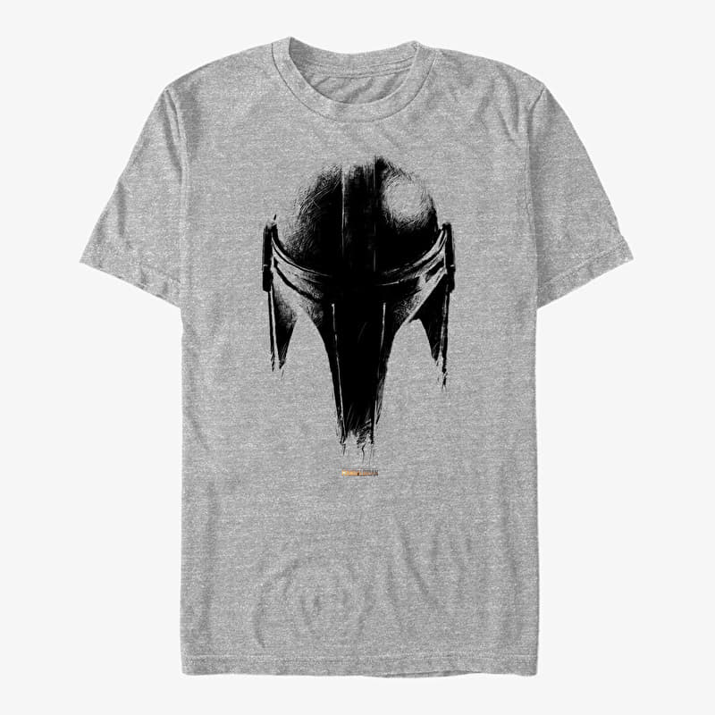 T-Shirt Merch Star Wars: The Mandalorian - Sketch Helm Unisex T-Shirt Heather Grey