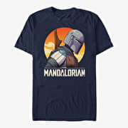 Merch Star Wars: The Mandalorian - Mando Sunset Sil Unisex T-Shirt Navy Blue