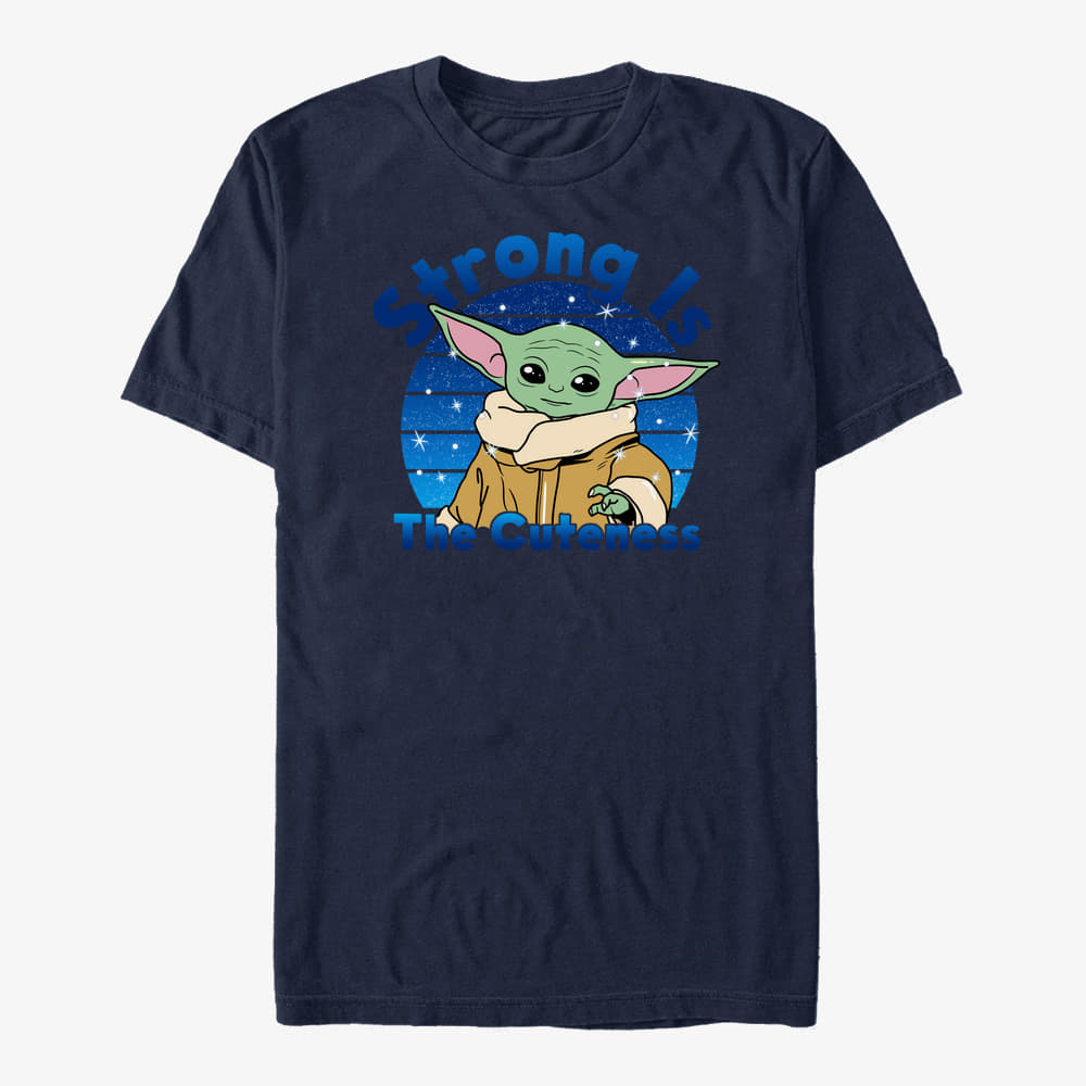 T-Shirts Merch Star Wars: The Mandalorian - Strong Is The Cuteness Unisex T-Shirt Navy Blue