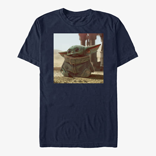 Tricou Merch Star Wars: The Mandalorian - Tiny Green Unisex T-Shirt Navy Blue