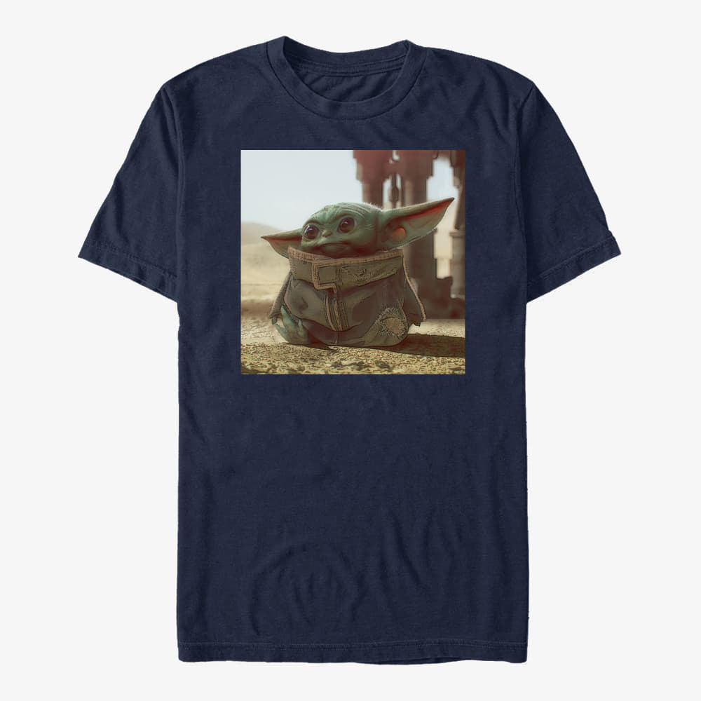 Pólók Merch Star Wars: The Mandalorian - Tiny Green Unisex T-Shirt Navy Blue