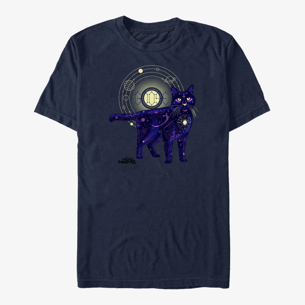 T-särgid Merch Captain Marvel: Movie - Ghost Cat Unisex T-Shirt Navy Blue