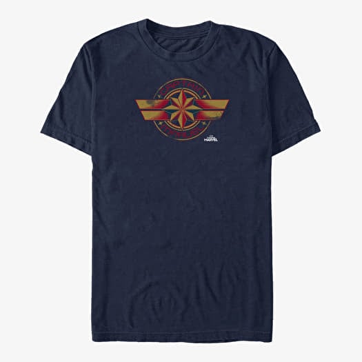 Tričko Merch Captain Marvel: Movie - Marvel Badge Unisex T-Shirt Navy Blue
