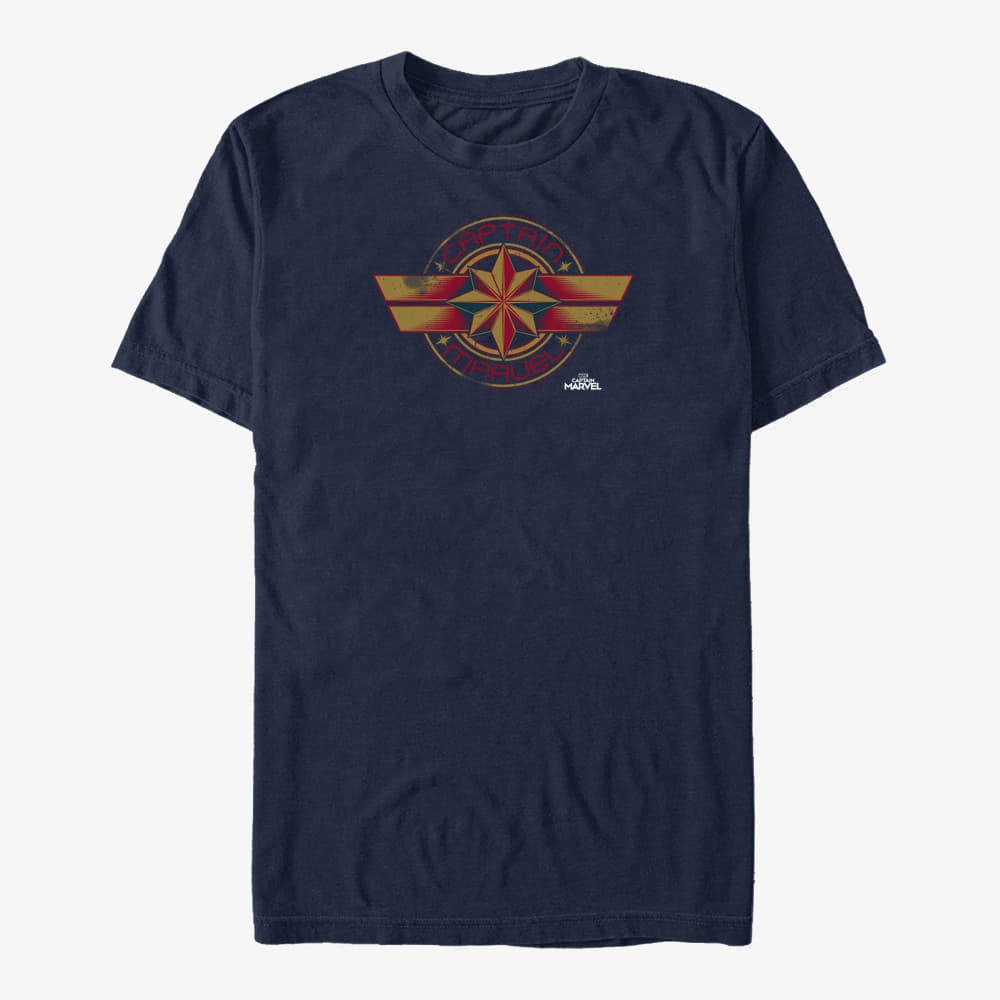 T-särgid Merch Captain Marvel: Movie - Marvel Badge Unisex T-Shirt Navy Blue