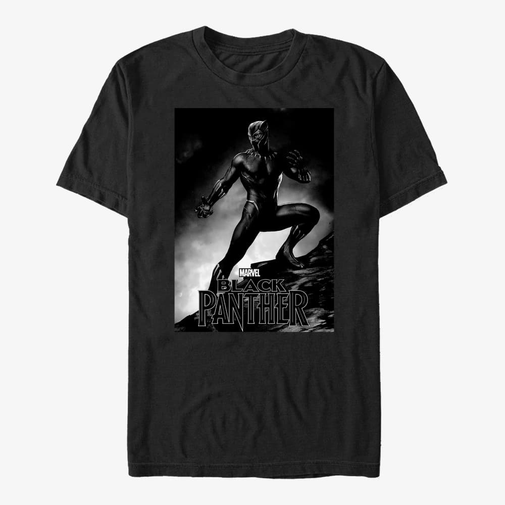 Trička Merch Marvel Black Panther: Movie - Panther Red Unisex T-Shirt Black