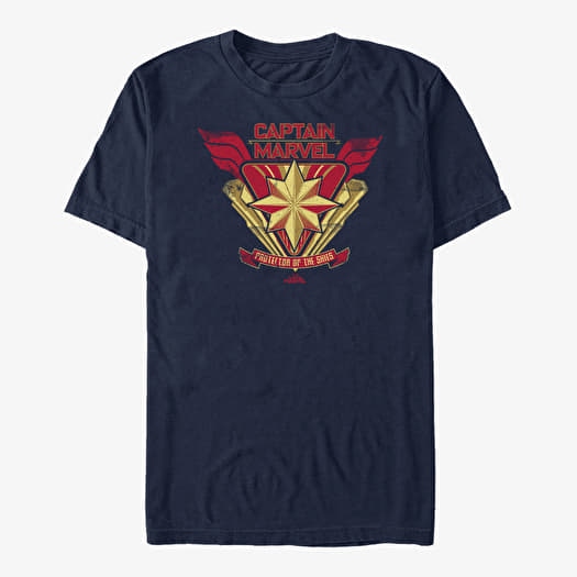 T-shirt Merch Captain Marvel: Movie - Marvel Crest LOGO Unisex T-Shirt Navy Blue
