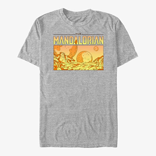 T-shirt Merch Star Wars: The Mandalorian - Mandalorian Desert Space Unisex T-Shirt Heather Grey