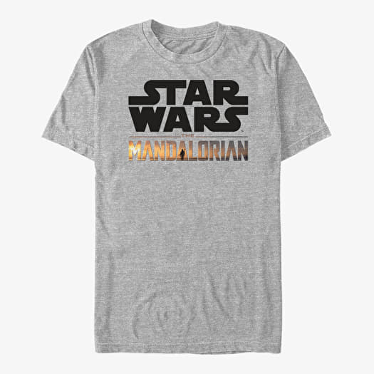 T-shirt Merch Star Wars: The Mandalorian - Stacked Logo Unisex T-Shirt Heather Grey