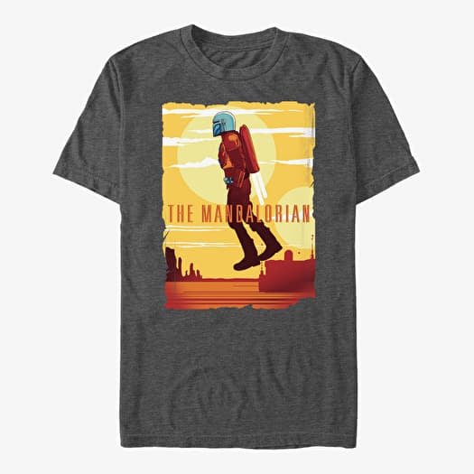 T-shirt Merch Star Wars: The Mandalorian - Mando Jetpack Unisex T-Shirt Dark Heather Grey