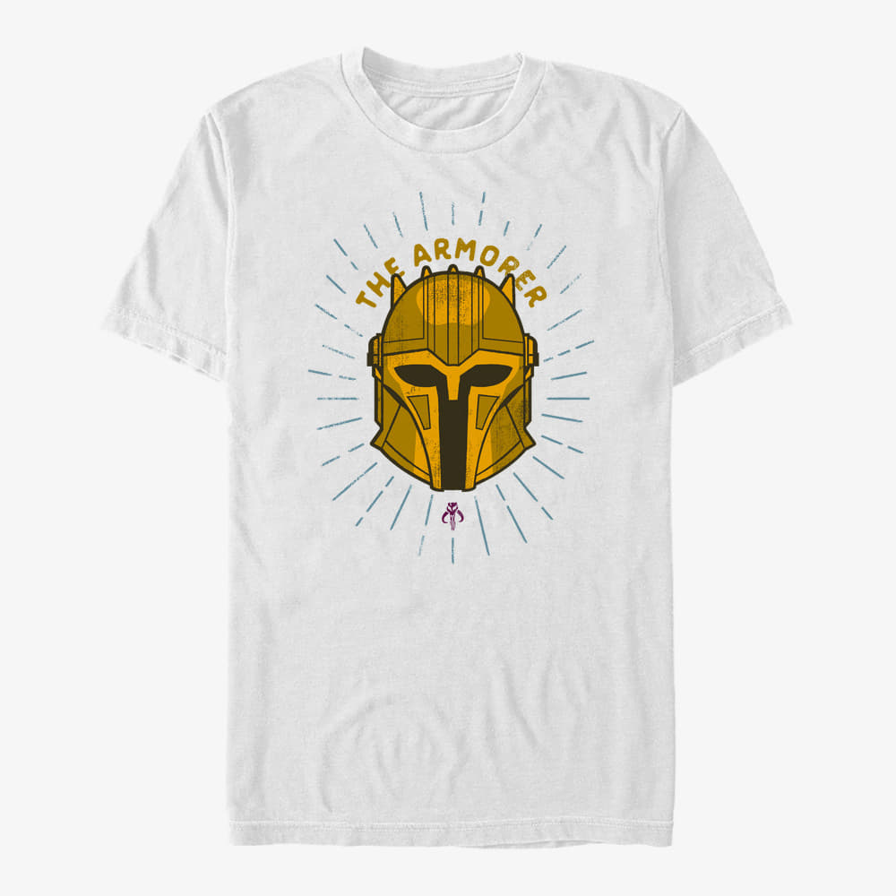 Trička Merch Star Wars: The Mandalorian - Armorer Shield Unisex T-Shirt White