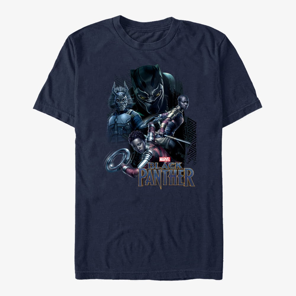 T-shirts Merch Marvel Black Panther: Movie - Warriors Unisex T-Shirt Navy Blue