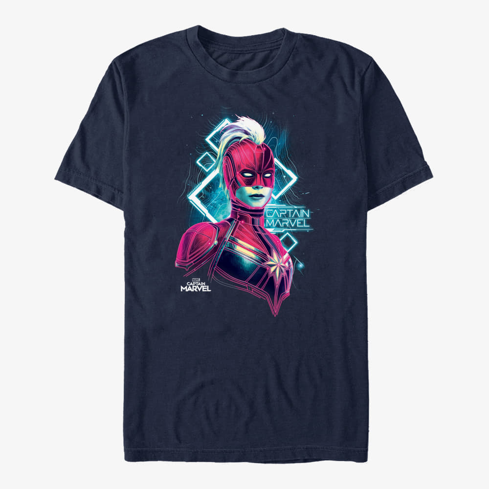 T-särgid Merch Captain Marvel: Movie - Star Mapping Unisex T-Shirt Navy Blue