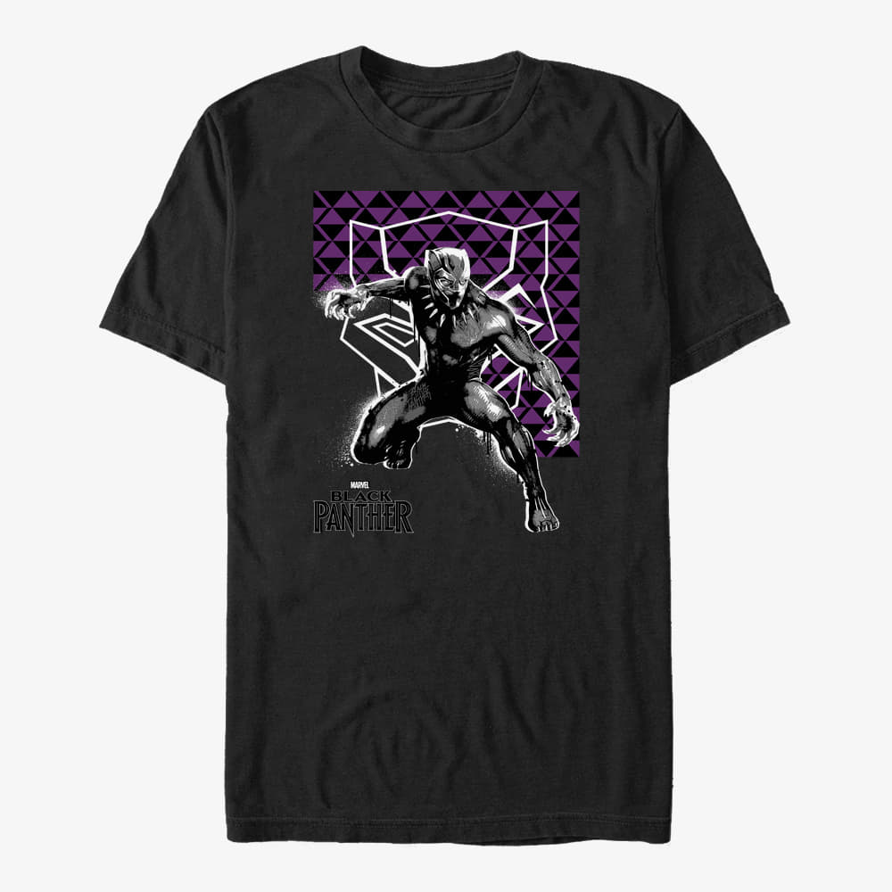 T-Shirts Merch Marvel Black Panther: Movie - Panther Geo Unisex T-Shirt Black