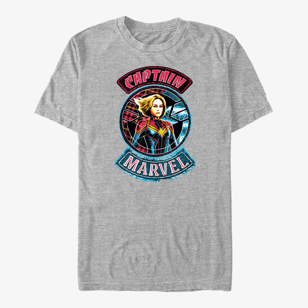 Trička Merch Captain Marvel: Movie - Marvel Patches Unisex T-Shirt Heather Grey