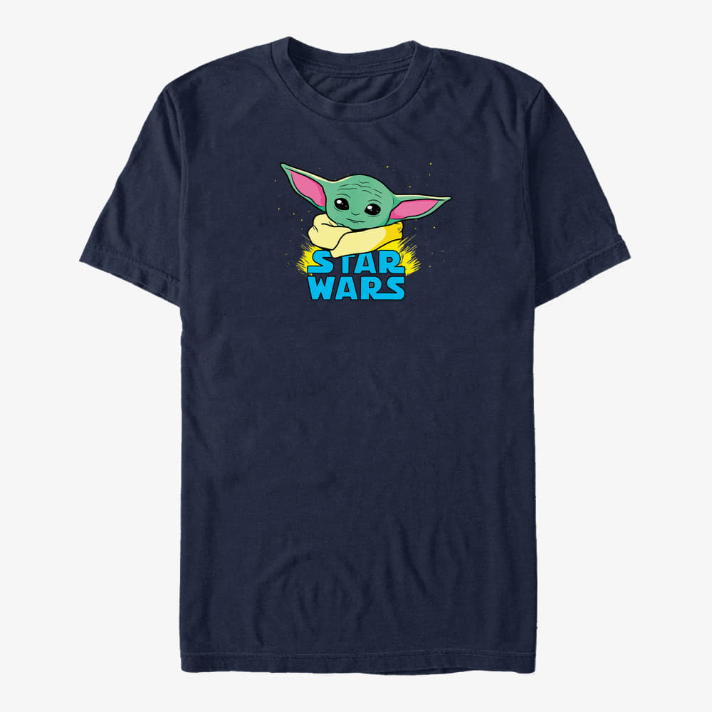 Tričká Merch Star Wars: The Mandalorian - The Child Profile Logo Unisex T-Shirt Navy Blue