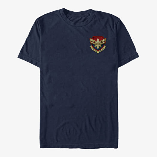 Tričko Merch Captain Marvel: Movie - Marvel Patch Unisex T-Shirt Navy Blue