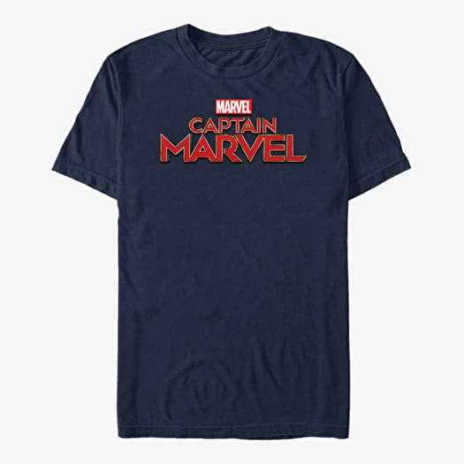Tričko Merch Captain Marvel: Movie - Captain Marvel Film Logo Unisex T-Shirt Navy Blue