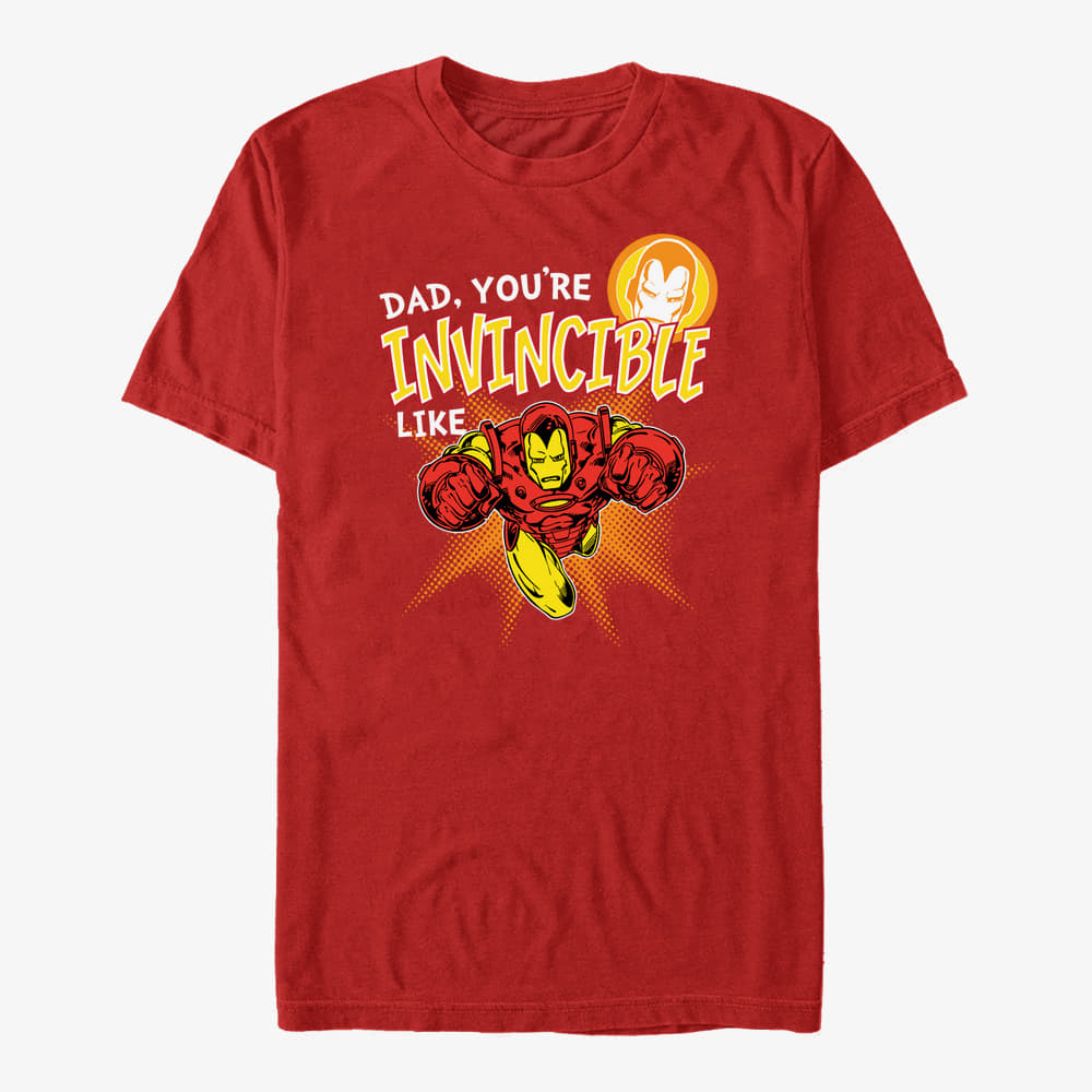 Tričká Merch Marvel Avengers Classic - Invincible like Dad Unisex T-Shirt Red