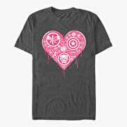 Merch Marvel Avengers - Heart Emblems Unisex T-Shirt Dark Heather Grey