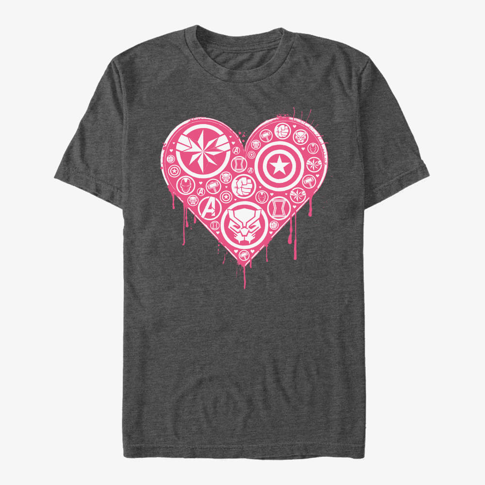 T-shirts Merch Marvel Avengers - Heart Emblems Unisex T-Shirt Dark Heather Grey