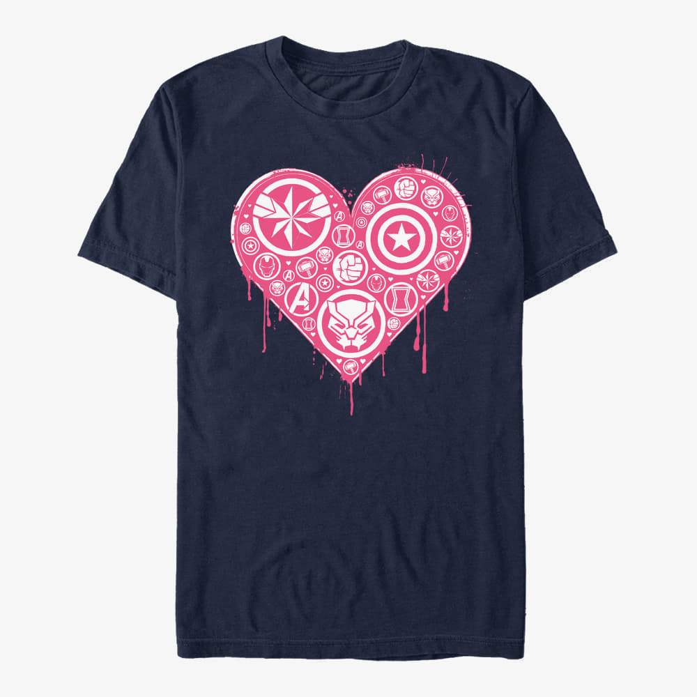 T-shirts Merch Marvel Avengers - Heart Emblems Unisex T-Shirt Navy Blue