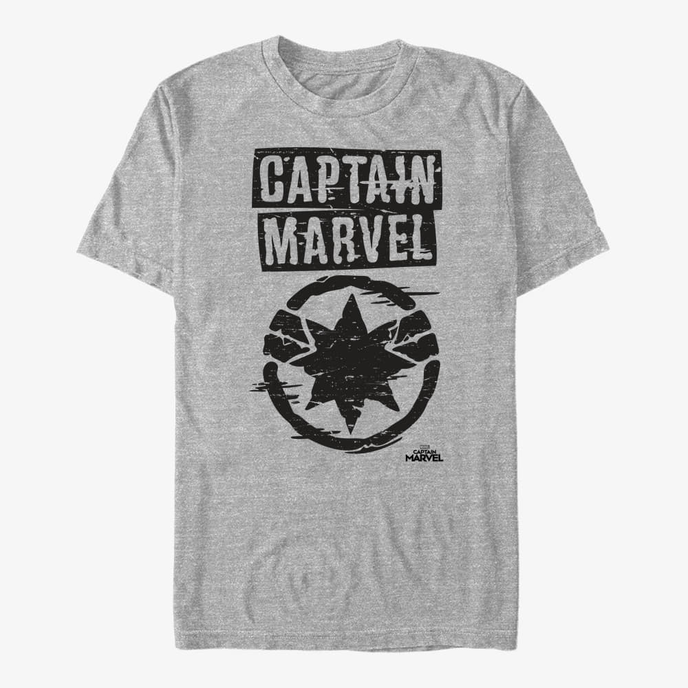 Trička Merch Captain Marvel: Movie - Painted Logo Unisex T-Shirt Heather Grey