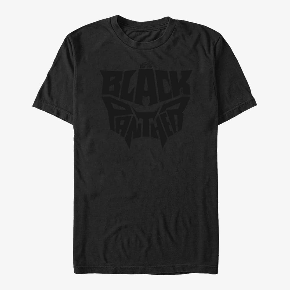 Magliette Merch Marvel Black Panther: Movie - BlackPanther LetterFace Unisex T-Shirt Black