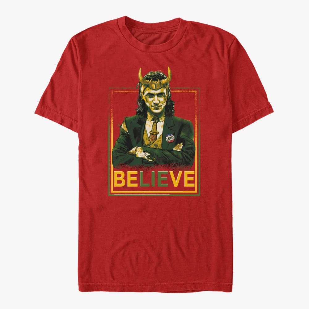 Trička Merch Marvel Loki - Political Motive Unisex T-Shirt Red