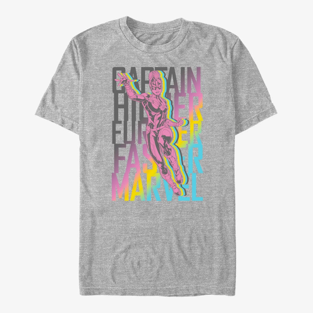 T-särgid Merch Captain Marvel: Movie - Marvel Fly Stack Unisex T-Shirt Heather Grey
