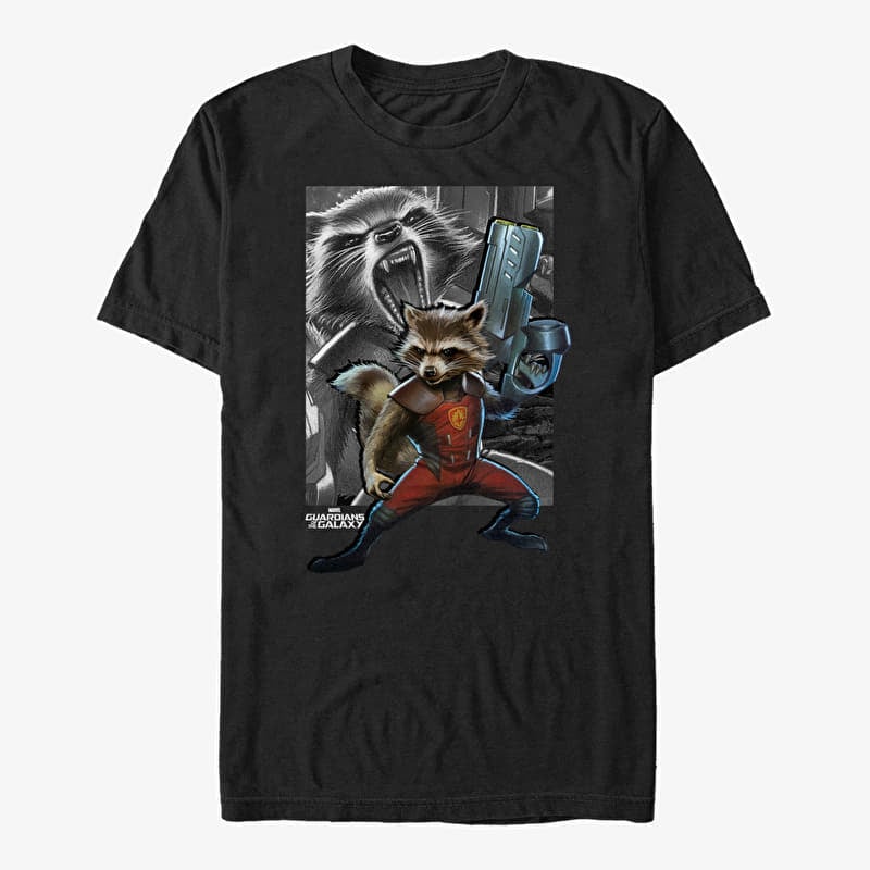 Póló Merch Marvel GOTG Classic - Rocket Explosion Unisex T-Shirt Black