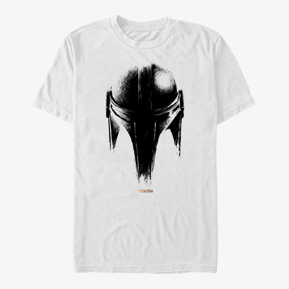 Magliette Merch Star Wars: The Mandalorian - Sketch Helm Unisex T-Shirt White