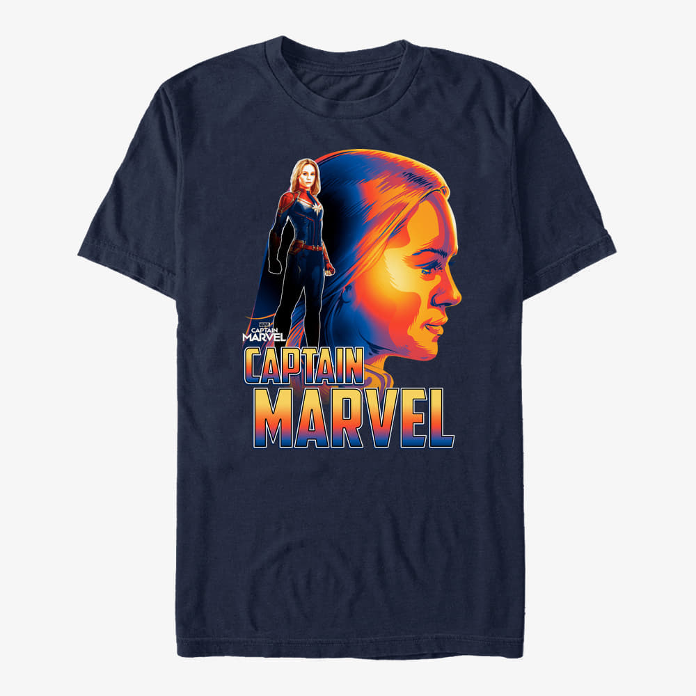 T-shirts Merch Captain Marvel: Movie - Capn Marvel Sil Unisex T-Shirt Navy Blue