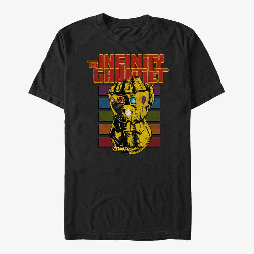 Trička Merch Marvel Avengers: Infinity War - Gauntlet Retro Intro Unisex T-Shirt Black