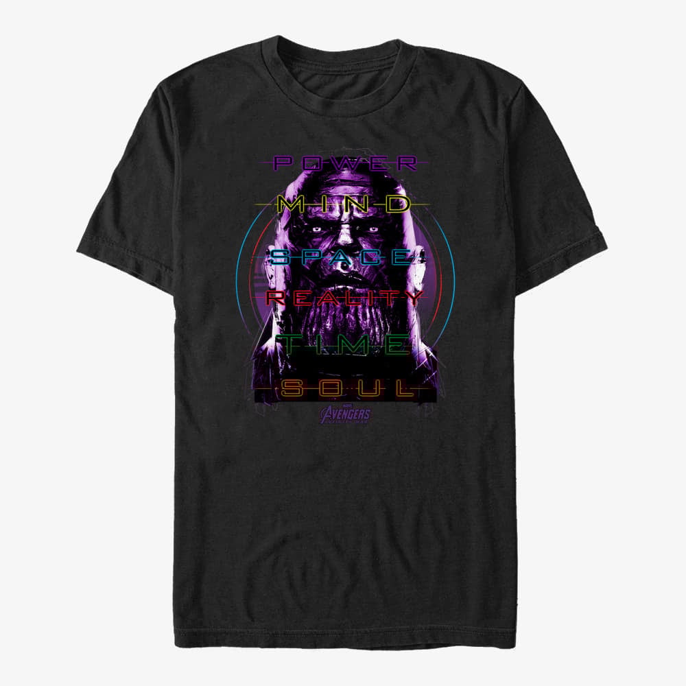 Trička Merch Marvel Avengers: Infinity War - Thanos Stone Words Unisex T-Shirt Black