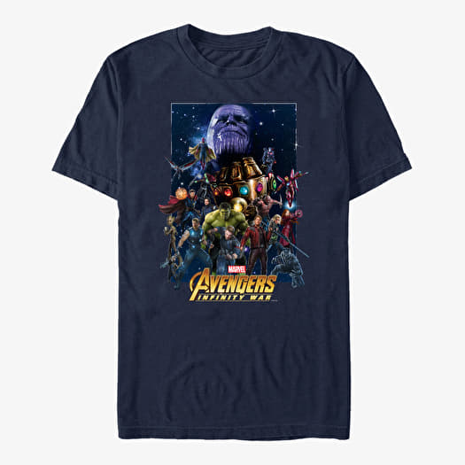 Tričko Merch Marvel Avengers: Infinity War - Overload Poster Unisex T-Shirt Navy Blue