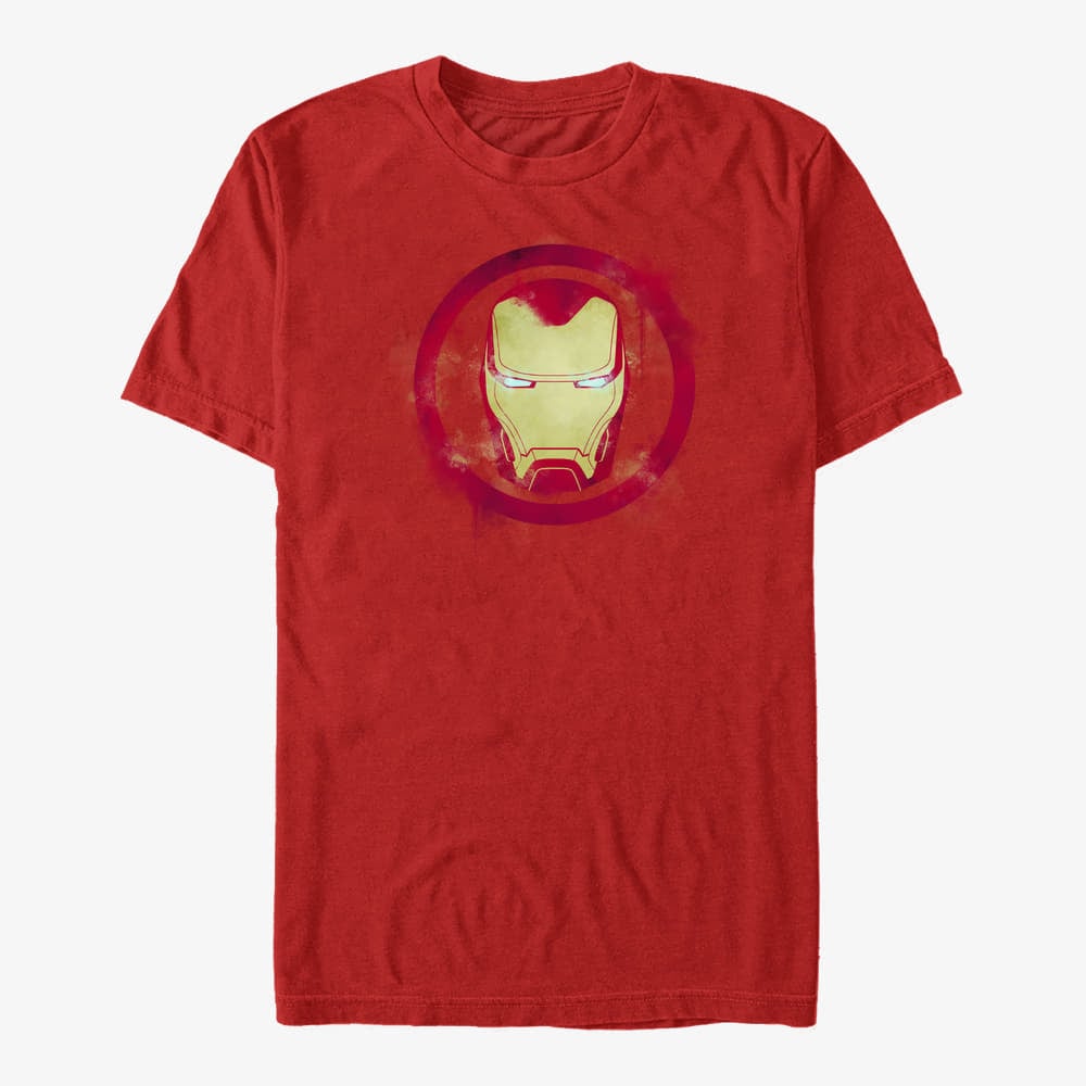 Trička Merch Marvel Avengers Endgame - Iron Man Spray Logo Unisex T-Shirt Red