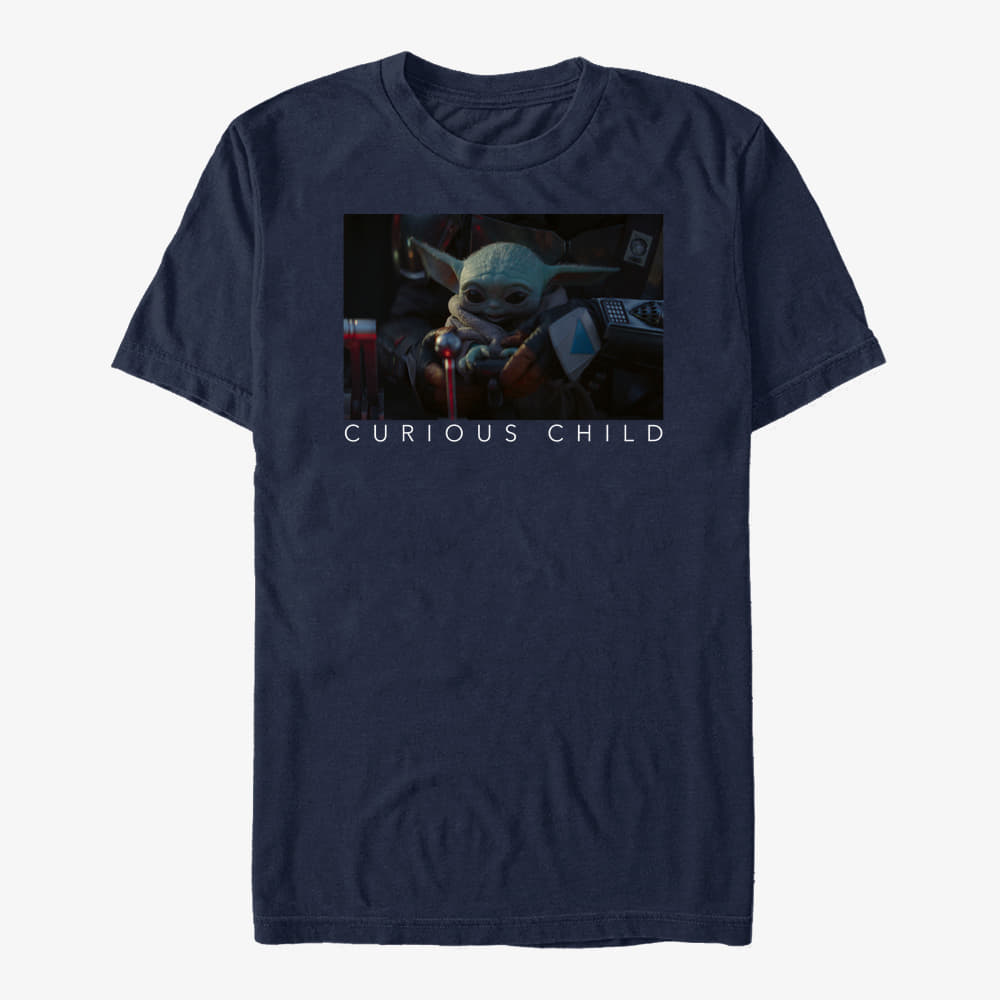 majice kratkih rukava Merch Star Wars: The Mandalorian - Curious Photo Unisex T-Shirt Navy Blue