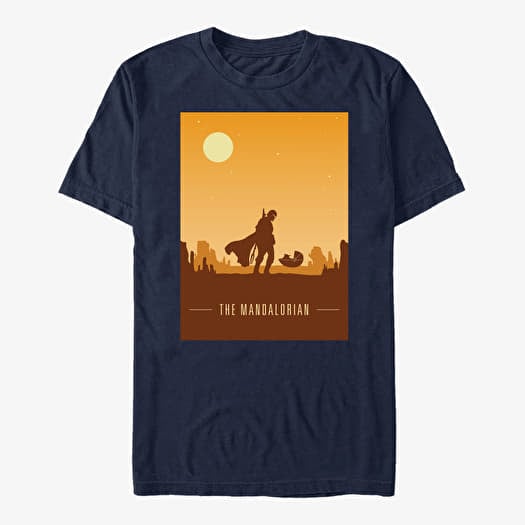Majica Merch Star Wars: The Mandalorian - Mando and Child Poster Unisex T-Shirt Navy Blue
