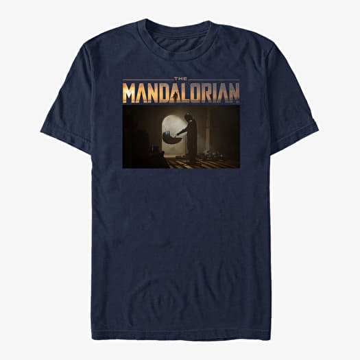 T-shirt Merch Star Wars: The Mandalorian - Logo Scene Unisex T-Shirt Navy Blue