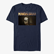 Merch Star Wars: The Mandalorian - Logo Scene Unisex T-Shirt Navy Blue