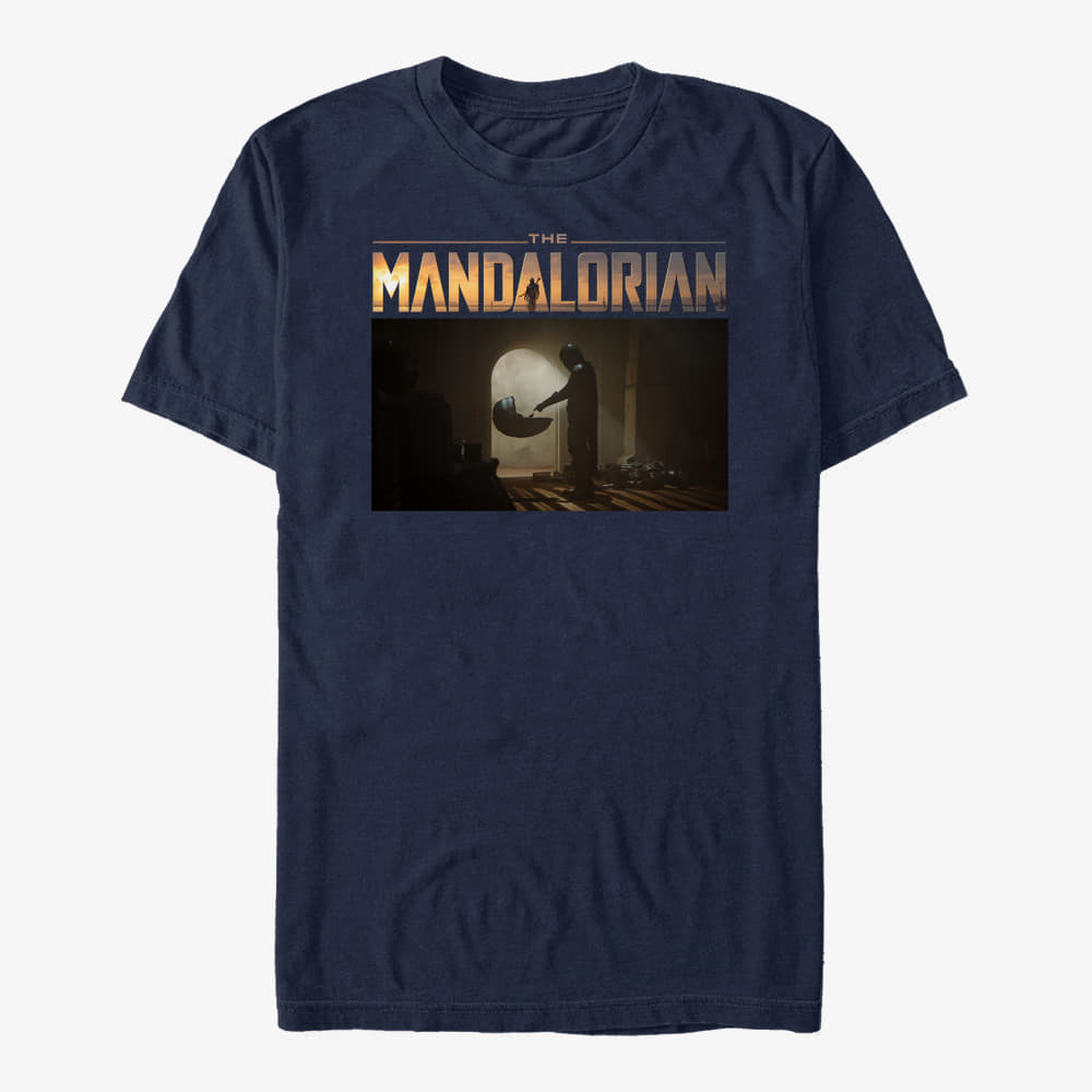 majice kratkih rukava Merch Star Wars: The Mandalorian - Logo Scene Unisex T-Shirt Navy Blue