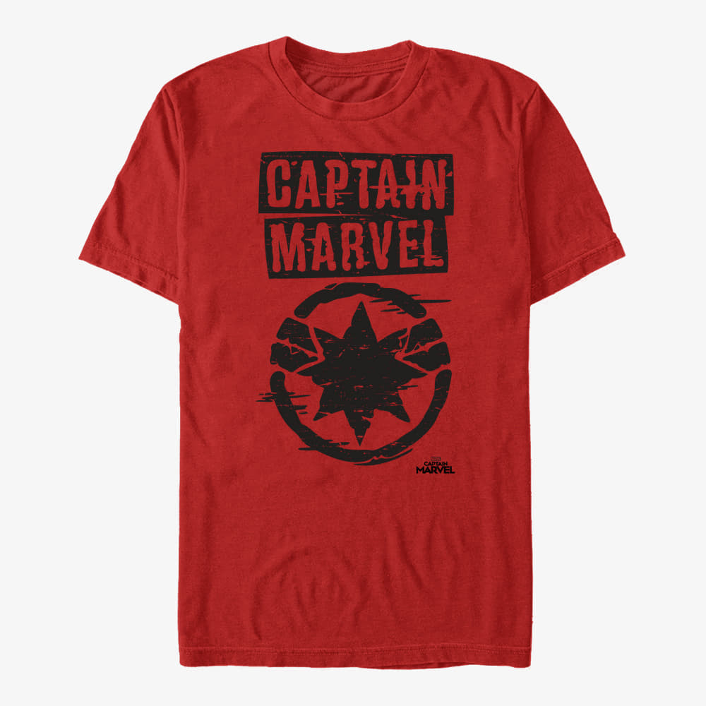T-Shirts Merch Captain Marvel: Movie - Painted Logo Unisex T-Shirt Red