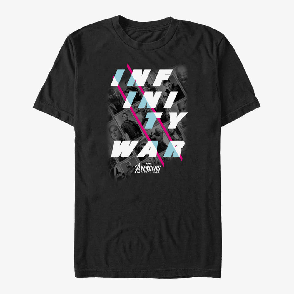 Trička Merch Marvel Avengers: Infinity War - Slanted Text Unisex T-Shirt Black
