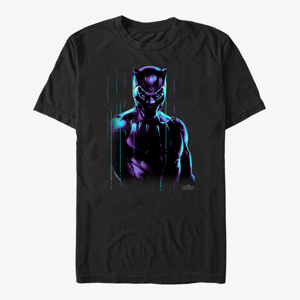 T-Shirts Merch Marvel Avengers: Infinity War - Panther Retro Glow Unisex T-Shirt Black