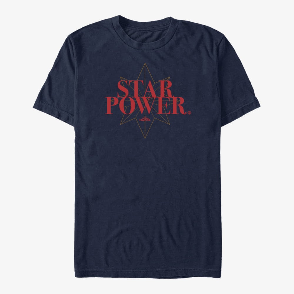 T-särgid Merch Captain Marvel: Movie - Star Power Unisex T-Shirt Navy Blue