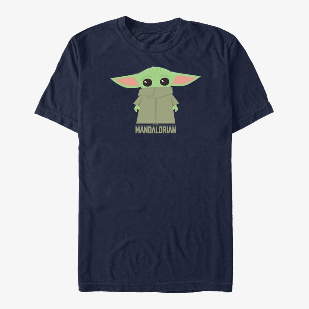 Trička Merch Star Wars: The Mandalorian - The Child Covered Face Unisex T-Shirt Navy Blue